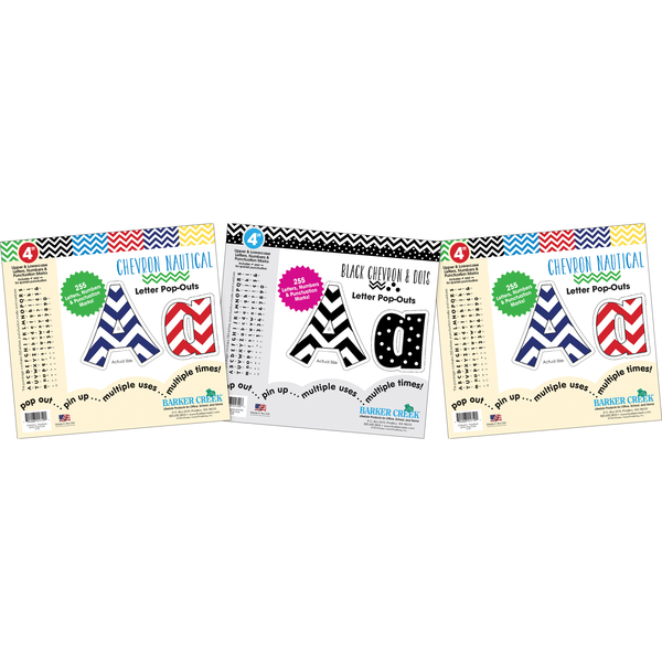 Barker Creek Chevron 4" Letter Pop-Outs (3 Designs), 765/Set 4303